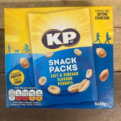 10x KP Snack Packs Salt & Vinegar Peanuts Bags (2 Boxes of 5x30g)
