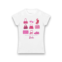 Image of Barbie Doll Sold Separately Shoes & Handbags Ladies Fit T-Shirt - White - S