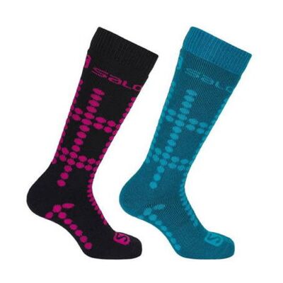 Salomon Unisex 2Pack Ski Socks - Black/Blue