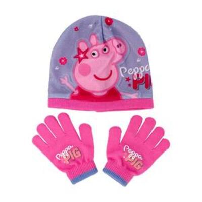 Childrens Peppa Pig Beanie & Hat Gloves Set (2-6 Years)
