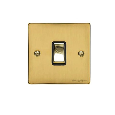 M Marcus Electrical Elite Flat Plate 1 Gang Switches, Polished Brass, Black Or White Trim - T01.800.PB POLISHED BRASS - BLACK INSET TRIM
