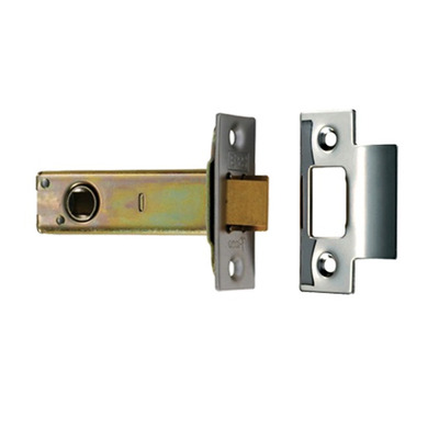 Eurospec Double Sprung Tubular Latches (2.5 Inch, 3 Inch, 4 Inch OR 5 Inch) - Satin Stainless Steel & Electro Brass Finish - TLS50 65mm (2.5 INCH) BOTH BRASS AND SILVER (MATT) FINISHES SUPPLIED **NOT BOLT THROUGH**