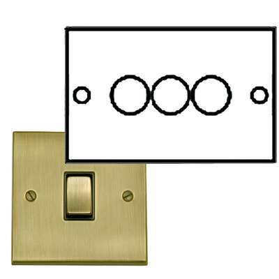 M Marcus Electrical Victorian Raised Plate 3 Gang Dimmer Switch, Antique Brass Finish, 250 Watts 0R 400 Watts - R91.973 ANTIQUE BRASS - 250 WATTS