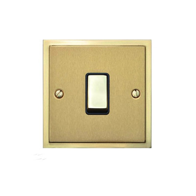M Marcus Electrical Elite Stepped Plate 1 Gang Switches, Satin Brass Dual Finish, Black Or White Trim - S04.800.SB SATIN BRASS DUAL FINISH - BLACK INSET TRIM