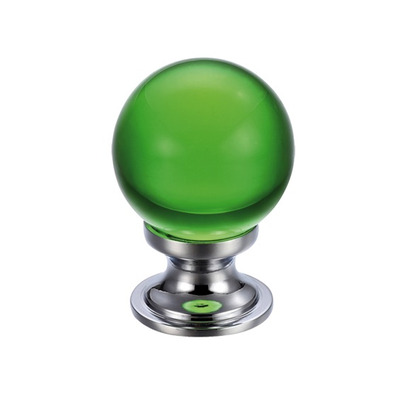 Zoo Hardware Fulton & Bray Green Glass Ball Cupboard Knobs (25mm Or 30mm), Polished Chrome Base - FCH02CPG GREEN & POLISHED CHROME - 30mm