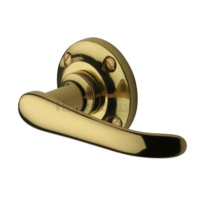Heritage Brass Windsor Door Handles On Round Rose, Polished Brass - V720-PB (sold in pairs) POLISHED BRASS