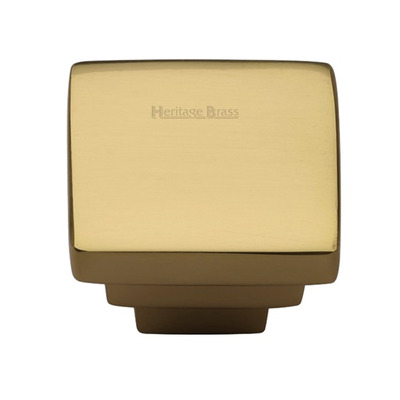 Heritage Brass Square Stepped Cabinet Knob, Polished Brass - C3672-PB POLISHED BRASS - 32mm