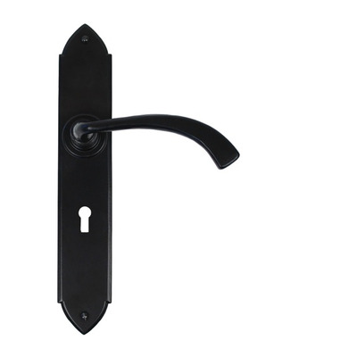 From The Anvil Gothic Curved Door Handles (248mm x 44mm), Black - 33136 (sold in pairs) BATHROOM