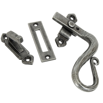 From The Anvil Left Or Right Handed Shepherds Crook Locking Window Fastener, Pewter - 33709 PEWTER - LEFT HAND