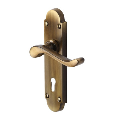 Heritage Brass Savoy Antique Brass Door Handles - S600-AT (sold in pairs) LOCK (WITH KEYHOLE)