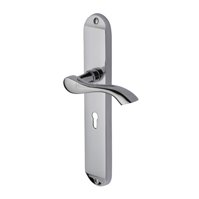 Heritage Brass Algarve Long Polished Chrome Door Handles - MM7200-PC (sold in pairs) LOCK (WITH KEYHOLE)