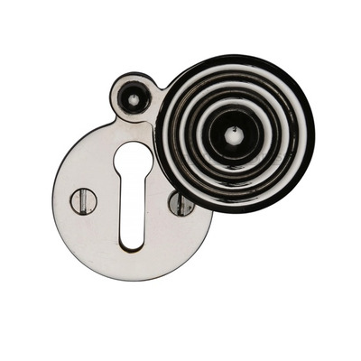 Heritage Brass Standard Round Reeded Covered Key Escutcheon, Polished Nickel - V972-PNF POLISHED NICKEL