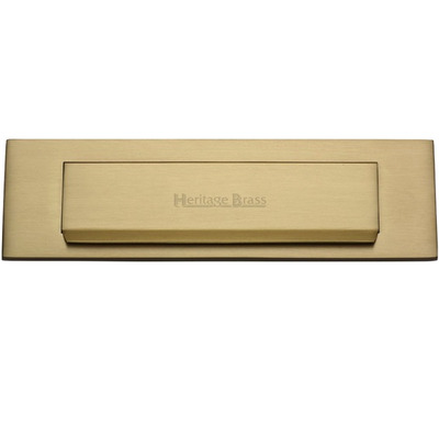 Heritage Brass Gravity Flap Letter Plate (280mm x 80mm), Satin Brass - V842-SB SATIN BRASS - 280mm x 80mm