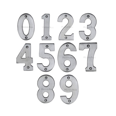 Heritage Brass 0-9 Screw Fix Numerals (76mm - 3"), Satin Chrome - C1566-SC SATIN CHROME - 0
