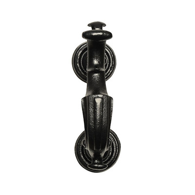 Kirkpatrick Malleable Iron Doctor Door Knocker, Smooth Black, Argent OR Pewter - AB1005 SMOOTH BLACK FINISH