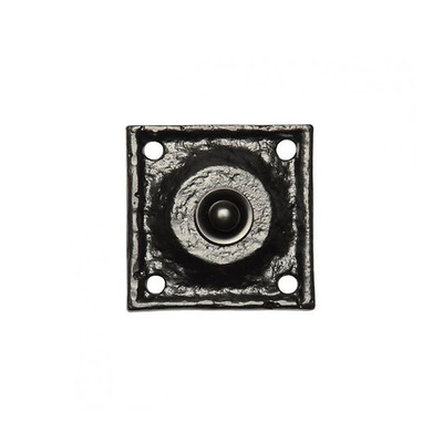 Kirkpatrick Black Antique Malleable Iron Square Bell Push - AB1759 BLACK ANTIQUE FINISH