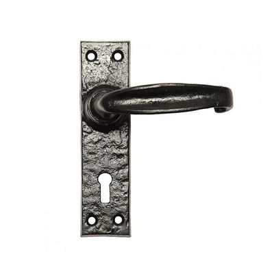 Kirkpatrick Black Antique Malleable Iron Lever Handle - AB2440 (sold in pairs) LOCK (WITH KEYHOLE)