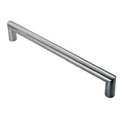 Eurospec Mitred Cabinet Pull Handle (96mm c/c OR 128mm c/c), Satin Stainless Steel - CPM SATIN STAINLESS STEEL - 96mm c/c - Bar 10mm Dia.