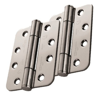 Eurospec Enduromax 4 Inch Grade 14 Concealed Bearing Triple Knuckle Radius Hinges, (Various Finishes) - H3N1207/14/R (sold in pairs) 4 INCH - SATIN STAINLESS STEEL (RADIUS EDGE)