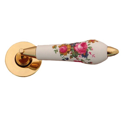 Chatsworth Chippendale Porcelain Round Rose Door Handle, Various Finish Rose & Handle Cap - RS800204-CHIP (sold in pairs) POLISHED CHROME ROSE & HANDLE CAP