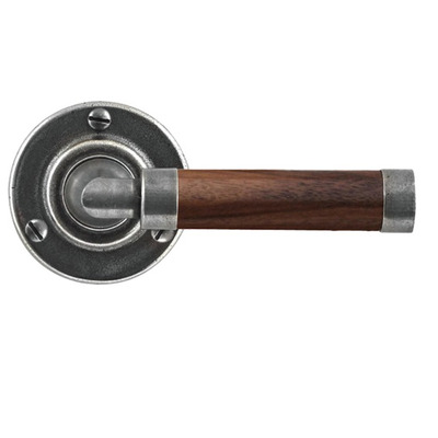 Finesse Milton American Black Walnut Door Handles On Round Rose, Walnut Wood & Pewter - FD138 (sold in pairs) WALNUT WOOD & SOLID PEWTER (Please allow 1-3 weeks for delivery)