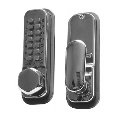 Codelocks CL200 Series Digital Lock With Optional Holdback, Satin Chrome OR Polished Brass - L6996 POLISHED BRASS