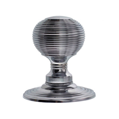 Atlantic Old English Ripon Solid Brass Reeded Mortice Knob, Polished Chrome - OE50RMKPC (sold in pairs) POLISHED CHROME
