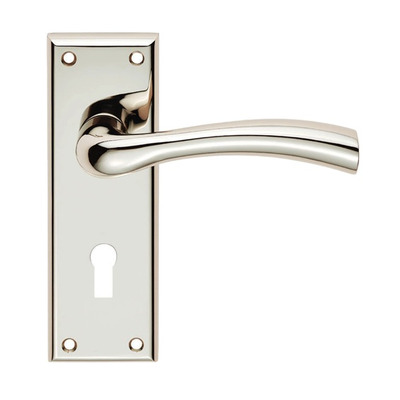 Carlisle Brass Serozzetta Residential Cinquanta Door Handles On Backplate, Polished Nickel - SZR051PN (sold in pairs) LATCH