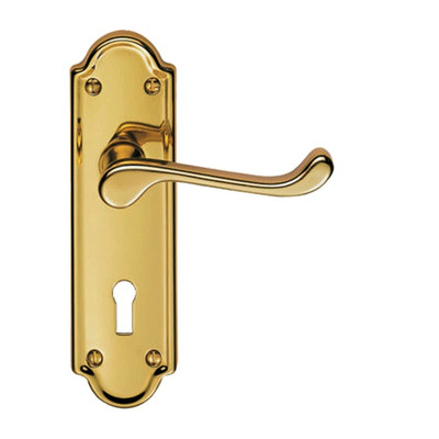 Carlisle Brass Ashtead Door Handles On Backplate, PVD Stainless Brass - DL17PVD (sold in pairs) LOCK (WITH KEYHOLE)