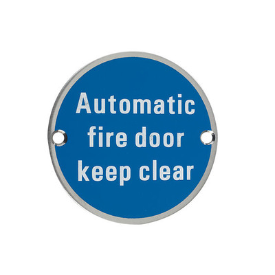 Zoo Hardware ZSS Door Sign - Automatic Fire Door Keep Clear, Satin Stainless Steel - ZSS12SS SATIN STAINLESS STEEL