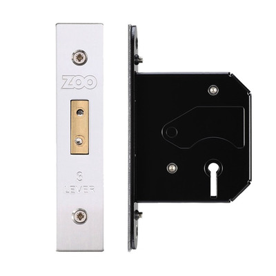 Zoo Hardware 3 Lever UK Replacement Dead Lock (65.5mm OR 78mm), Satin Stainless Steel - ZURD364SS 65.5mm (2.5 INCH) - SATIN STAINLESS STEEL