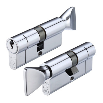 Zoo Hardware Vier Precision Euro Profile Offset Cylinder & Turn (Various Sizes), Polished Chrome - V5EP3040CTPCE 40mm/50mm - KEYED TO DIFFER