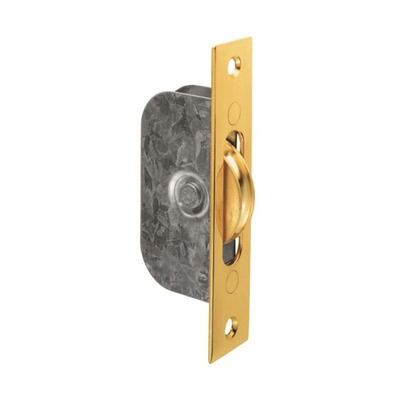 Carlisle Brass Galvanised Sash Window Axle Pulley (Square Forend), Polished Brass With Brass Wheel - AQ93 POLISHED BRASS