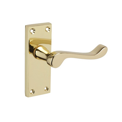 Access Hardware M Series Victorian Scroll Door Handles, Polished Brass - M01013PB (sold in pairs) LOCK (WITH KEYHOLE) - (153mm x 40mm)
