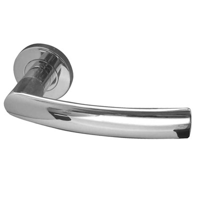 Frelan Hardware Luma Door Handles On Round Rose, Polished Stainless Steel - JPS380 (sold in pairs) POLISHED STAINLESS STEEL