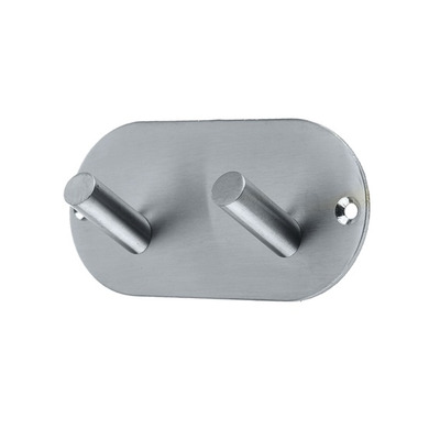 Frelan Hardware Double Robe Hook On Rounded Backplate, Satin Stainless Steel - JSS902C SATIN STAINLESS STEEL