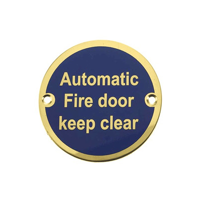 Frelan Hardware Automatic Fire Door Keep Clear (75mm Diameter), Polished Brass - JS110PB POLISHED BRASS