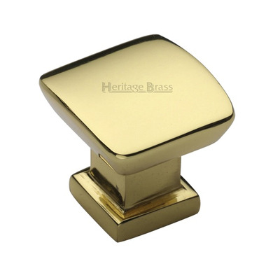 Heritage Brass Plinth Cabinet Knob With Base (25mm x 25mm OR 35mm x 35mm), Polished Brass - C4382-PB POLISHED BRASS - 25mm