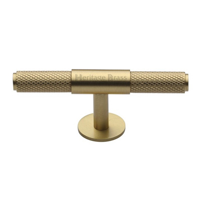 Heritage Brass Knurled Fountain Cabinet Knob/Pull Handle (60mm OR 90mm), Satin Brass - C4463-SB SATIN BRASS - 60mm