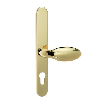 Mila Supa Standard Lever/Pad Door Handles, Backplate - 92mm/62mm C/C Euro Lock, Polished Gold - 570554 (sold in pairs) POLISHED GOLD - 240mm (92mm/62mm C/C)