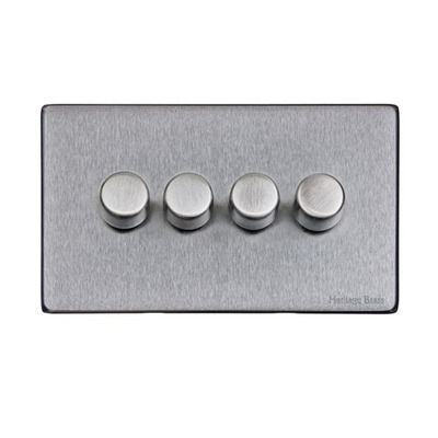 M Marcus Electrical Vintage 4 Gang 2 Way Push On/Off Dimmer Switch, Satin Chrome (250 OR 400 Watts) - X03.290.250 SATIN CHROME - 250 WATTS