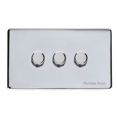 M Marcus Electrical Studio 3 Gang 2 Way Push On/Off Dimmer Switch, Polished Chrome (250 OR 400 Watts) - Y02.280.250 POLISHED CHROME - 250 WATTS