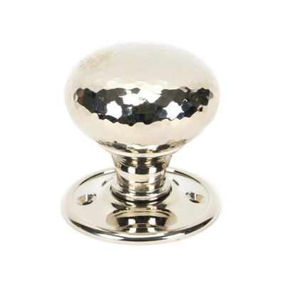 From The Anvil Hammered Mushroom Mortice/Rim Knob Set, Polished Nickel - 46032 (sold in pairs) POLISHED NICKEL