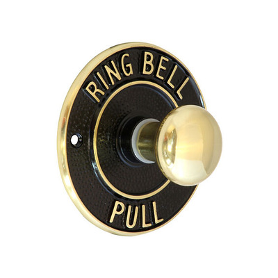 Prima Round Embossed Pull For Butlers Bell (100mm Diameter), Polished Brass - BH1014CPB POLISHED BRASS