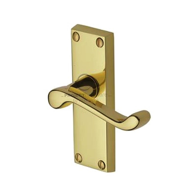 M Marcus Project Hardware Malvern Design Door Handles On Short Backplate, Polished Brass - PR610-PB (sold in pairs) SHORT LATCH (119mm x 41mm)