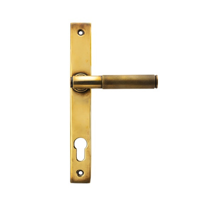 From The Anvil Brompton Knurled Slimline Espagnolette Door Handles (92mm C/C), Aged Brass - 45499 (sold in pairs) AGED BRASS