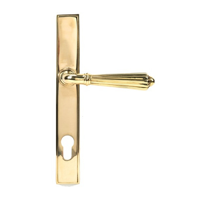From The Anvil Hinton Slimline Lever Espagnolette, Sprung Door Handles, Polished  Brass - 46547 (sold in pairs) POLISHED BRASS