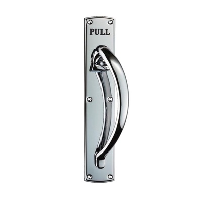Carlisle Brass Engraved Large Pull Handle (Left Or Right Hand), Polished Chrome - PF103ECP POLISHED CHROME - LEFT HAND