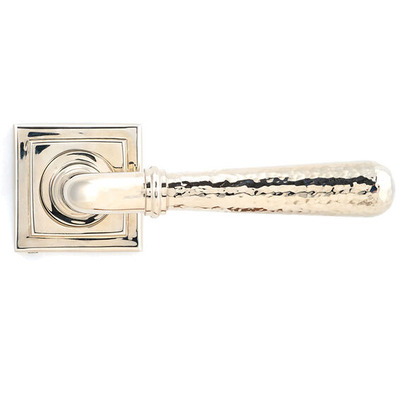 From The Anvil Hammered Newbury Door Handles On Square Rose, Polished Nickel - 46080 (sold in pairs) POLISHED NICKEL - UNSPRUNG