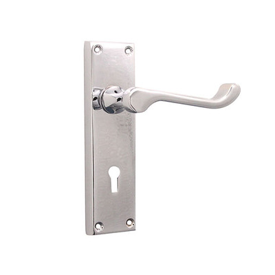 Spira Brass Victorian Lever On Backplate, Polished Chrome - SB1402PC (sold in pairs) SHORT LATCH (115mm x 40mm)